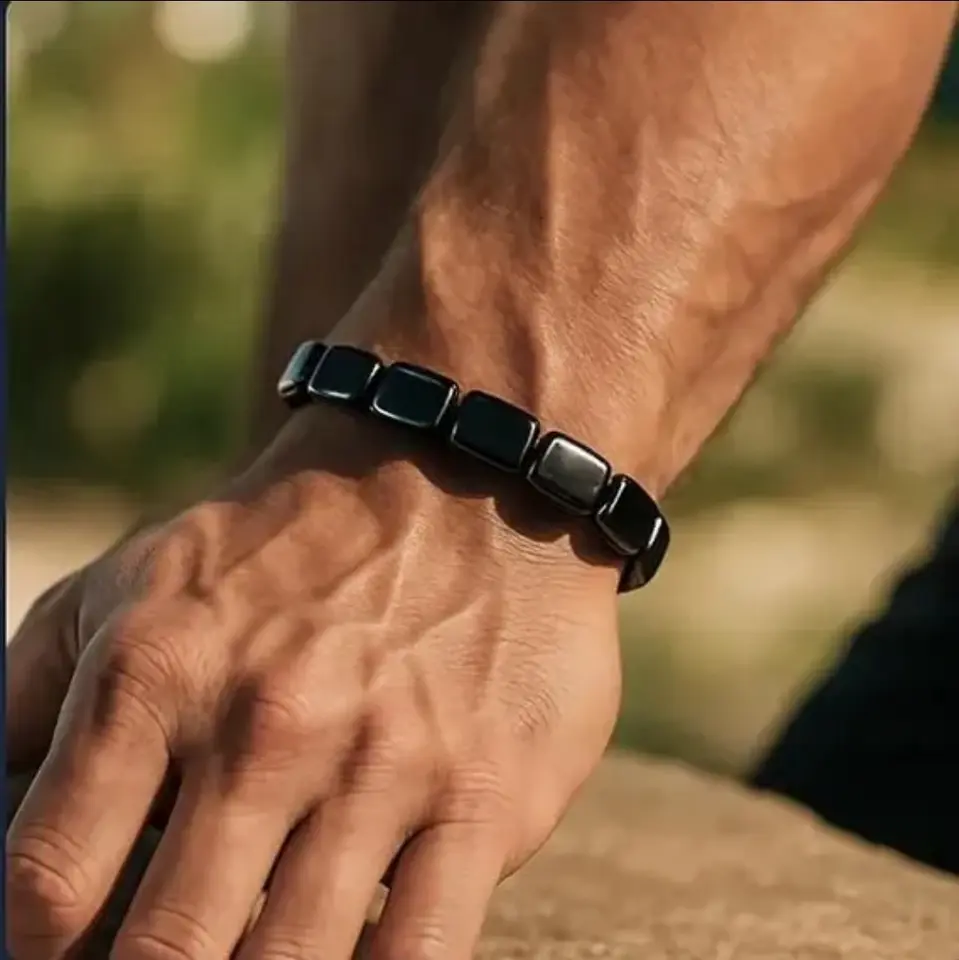 Pulseira de Hematita Masculina - Força e Proteção