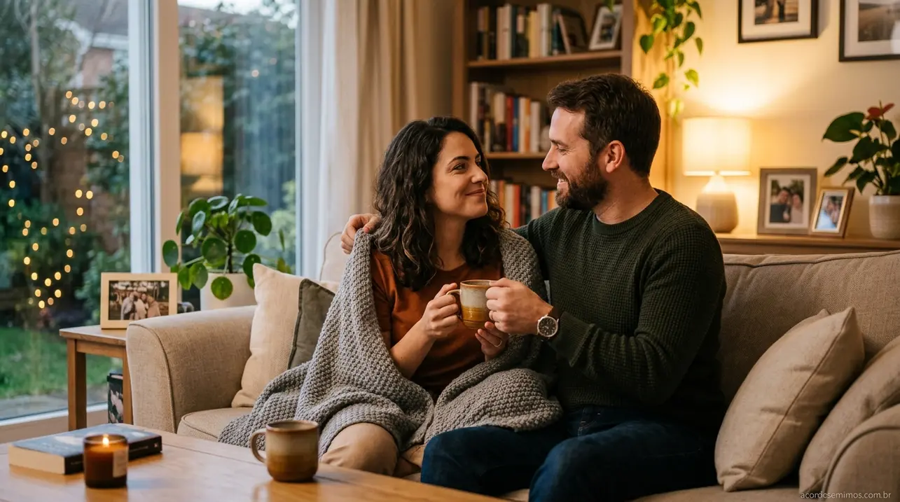 Sintonia de casal com gestos de carinho e mimos